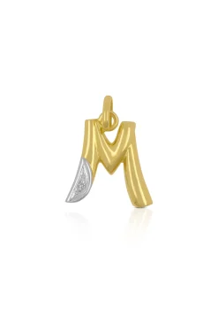 Anhänger Buchstabe M Bicolor Gelb-/Weissgold 750 Diamant 0.01ct. 21x14mm