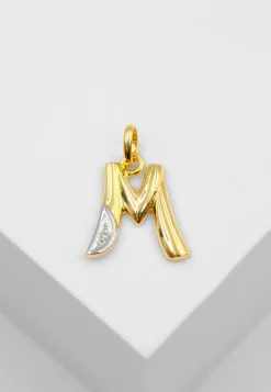 Anhänger Buchstabe M Bicolor Gelb-/Weissgold 750 Diamant 0.01ct. 21x14mm