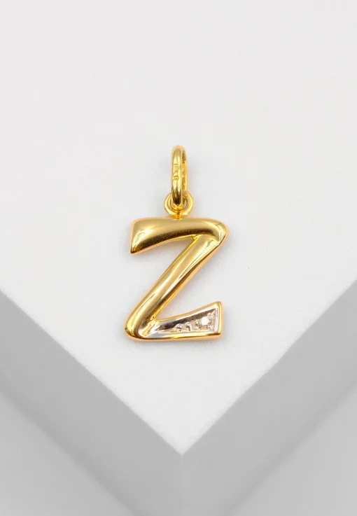Anhänger Buchstabe Z Bicolor Gelb-/Weissgold 750 Diamant 0.01.00ct. 21x10mm
