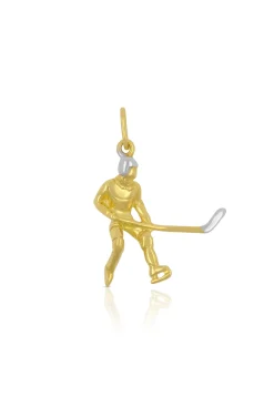 Anhänger Eishockey Bicolor Gelb-/Weissgold 750, 26x19mm