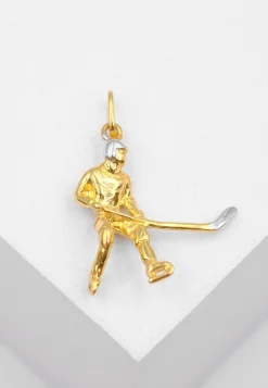 Anhänger Eishockey Bicolor Gelb-/Weissgold 750, 26x19mm