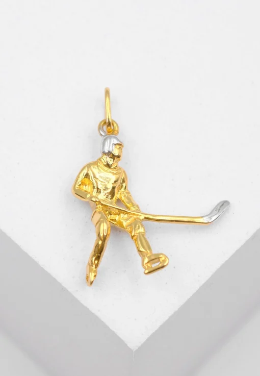 Anhänger Eishockey Bicolor Gelb-/Weissgold 750, 26x19mm