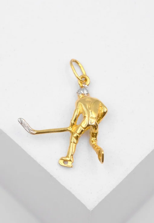 Anhänger Eishockey Bicolor Gelb-/Weissgold 750, 26x19mm
