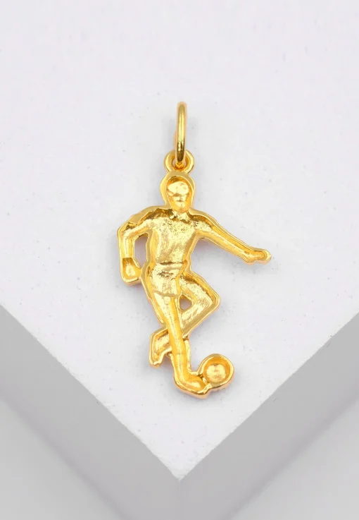 Anhänger Fussball Gelbgold 750, 30x15mm