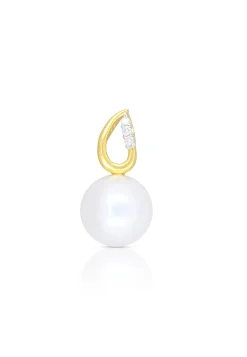Anhänger Gelbgold 750 Süsswasserperle 10-10.5mm Brillant 0.03ct.