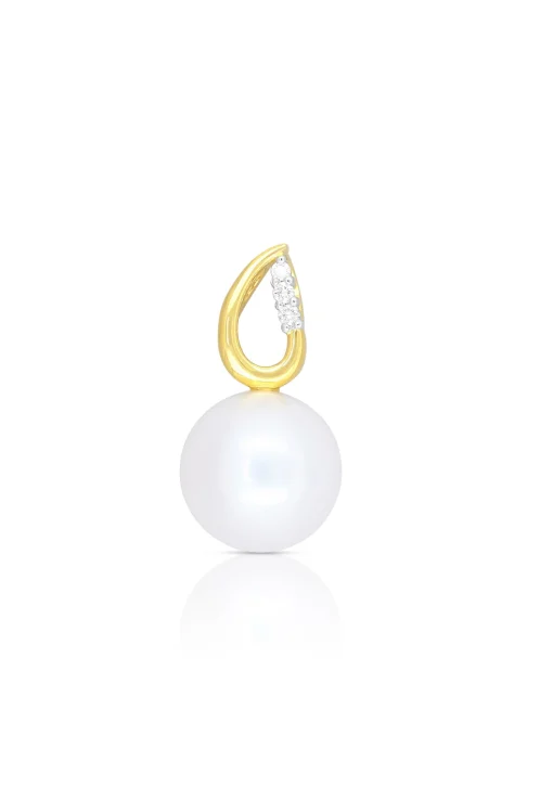 Anhänger Gelbgold 750 Süsswasserperle 10-10.5mm Brillant 0.03ct.