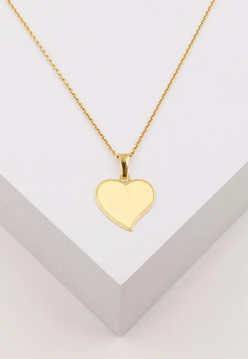 Anhänger Gravurplatte Herz Gelbgold 750, 19x15mm