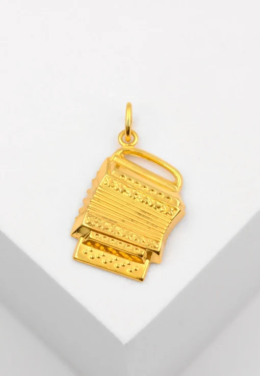 Anhänger Handharmonika Gelbgold 750, 28x16mm