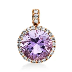 Anhänger 750/18K Rotgold Diamant 0.3ct. Amethyst 3.91ct.