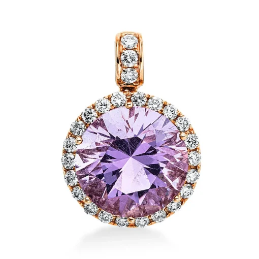 Anhänger 750/18K Rotgold Diamant 0.3ct. Amethyst 3.91ct.