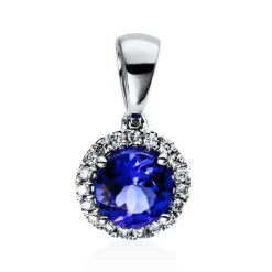 Anhänger 750/18K Weissgold Diamant 0.13ct. Tansanit 1.08ct.