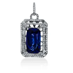 Anhänger 750/18K Weissgold Diamant 0.61ct. Tansanit 7.61ct.