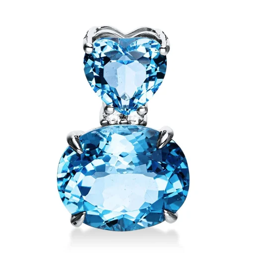 Anhänger 750/18K Weissgold Diamant 0.05ct. Topas 6.1ct.