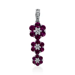 Anhänger 750/18K Weissgold Diamant 0.17ct. Rubin 1.19ct.