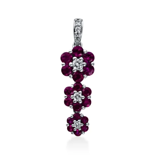 Anhänger 750/18K Weissgold Diamant 0.17ct. Rubin 1.19ct.
