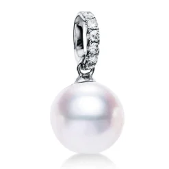 Anhänger 750/18K Weissgold Diamant 0.12ct. Südsee Perle