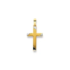 Anhänger Kreuz Bicolor Gelb-/Weissgold 750, 29x14mm