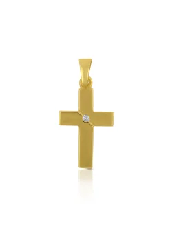 Anhänger Kreuz Gelbgold 750 Diamant 0.02ct. 25x12mm