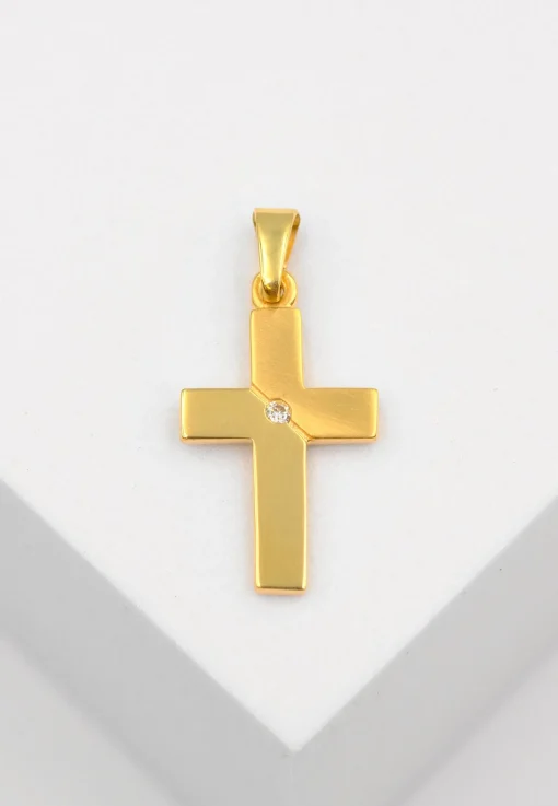 Anhänger Kreuz Gelbgold 750 Diamant 0.02ct. 25x12mm