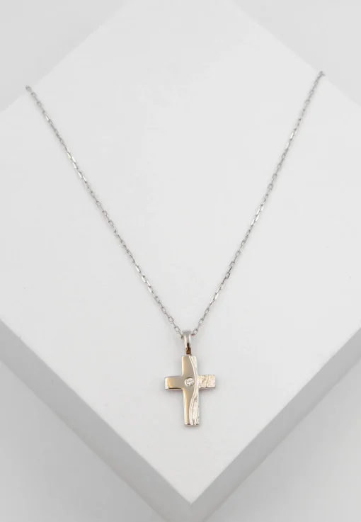 Anhänger Kreuz Weissgold 750 Diamant 0.025ct. 22x11mm