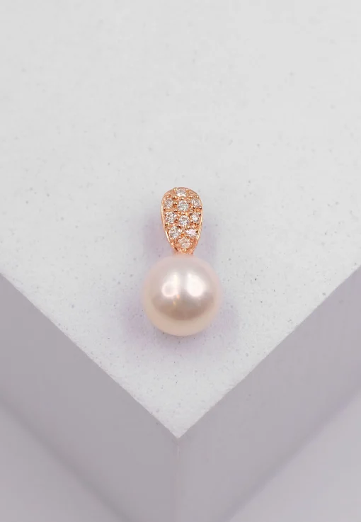 Anhänger Roségold 750 Akoya Perle 7.5-8mm Brillanten 0.06ct.
