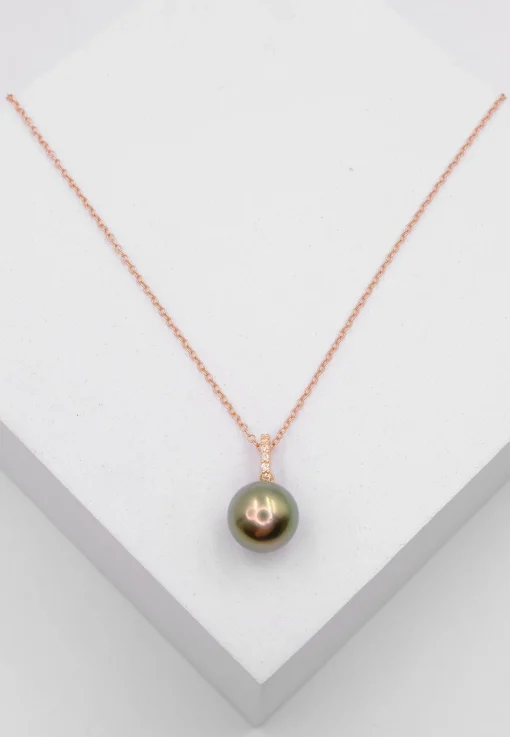 Anhänger Roségold 750 Tahiti Perle 10-11mm Brillant 0.08ct.