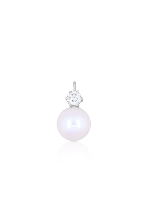 Anhänger Weissgold 750 Akoya Perle 8-8.5mm Brillant 0.15ct.