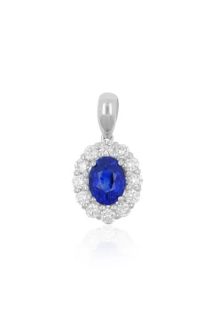 Anhänger Weissgold 750 Saphir 0.83ct. Brillanten 0.40ct.