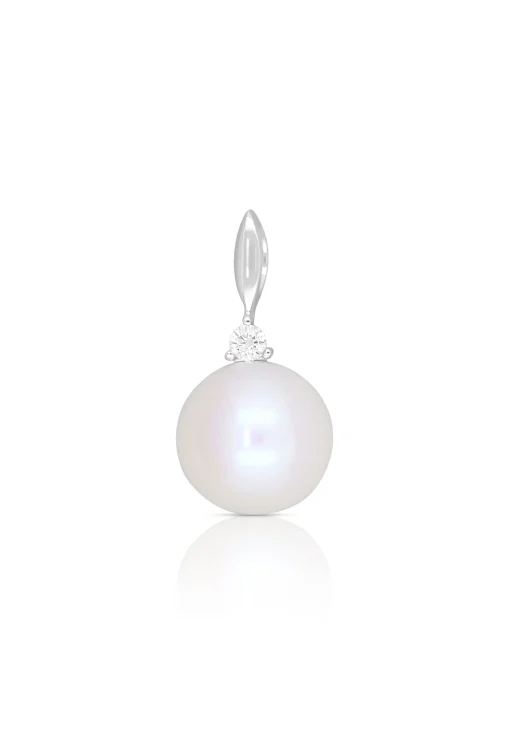 Anhänger Weissgold 750 Süsswasserperle 9-9.5mm Brillant 0.04ct.