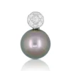 Anhänger Weissgold 750 Tahiti Perle 9.5-10mm Brillant 0.14ct.