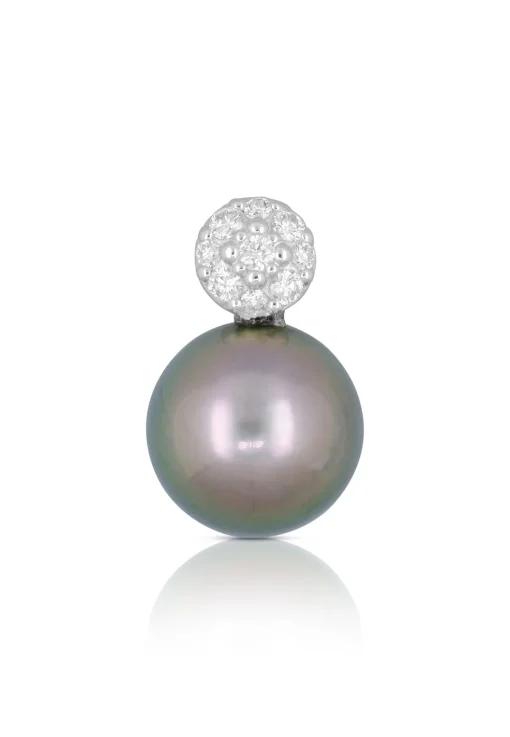 Anhänger Weissgold 750 Tahiti Perle 9.5-10mm Brillant 0.14ct.