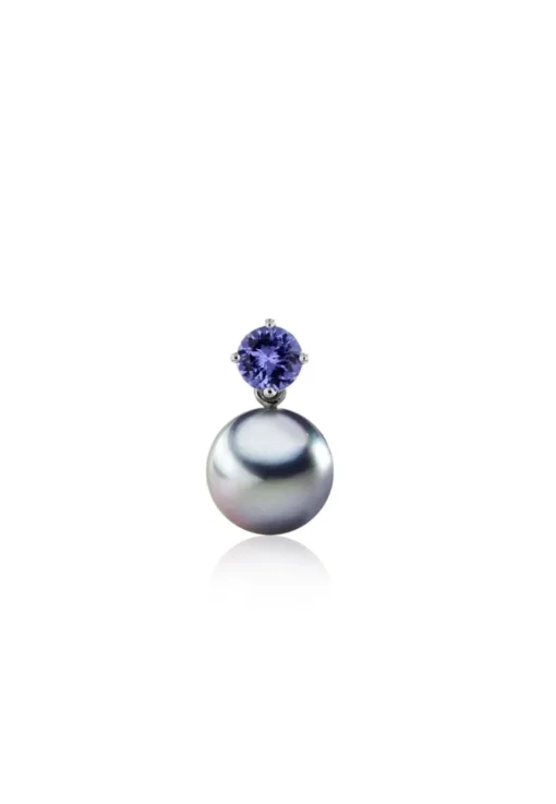 Anhänger Weissgold 750 Tahiti Perle 11-12mm Tansanit 0.83
