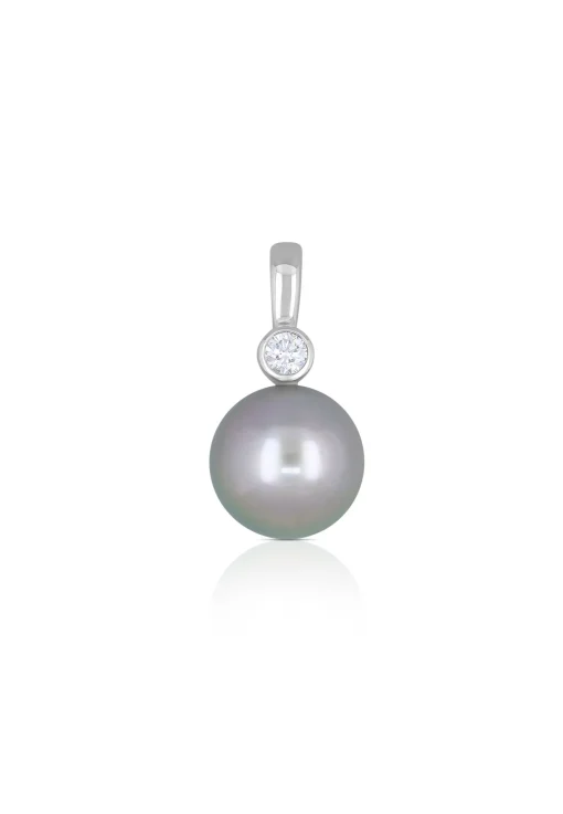 Anhänger Weissgold 750 Tahiti Perle 10-10.5mm Brillant 0.10ct.
