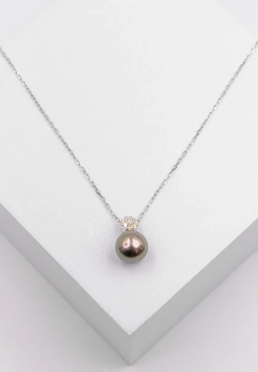 Anhänger Weissgold 750 Tahiti Perle 9.5-10mm Brillant 0.14ct.