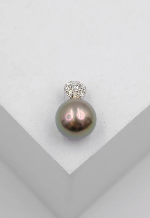 Anhänger Weissgold 750 Tahiti Perle 9.5-10mm Brillant 0.14ct.