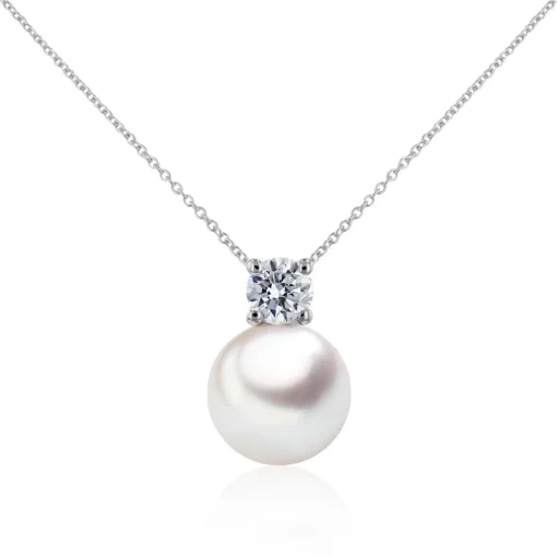 Anhänger Weissgold 750/18K Perle Akoya 9-9.5mm Brillant 0.40ct.