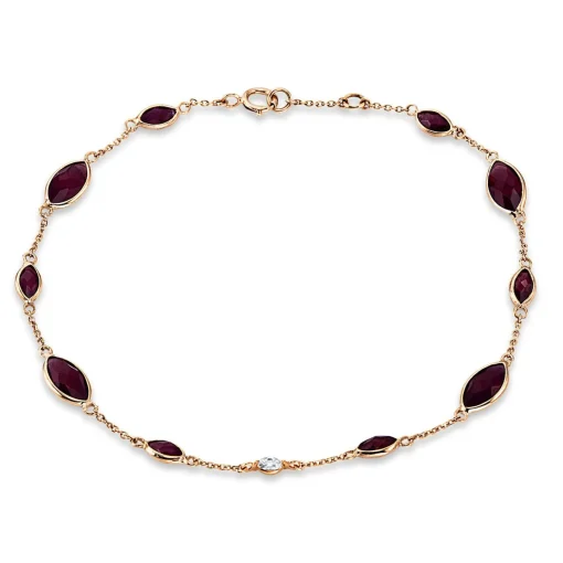 Armband 750/18K Rotgold Diamant 0.05ct. Rubin 4.45ct.