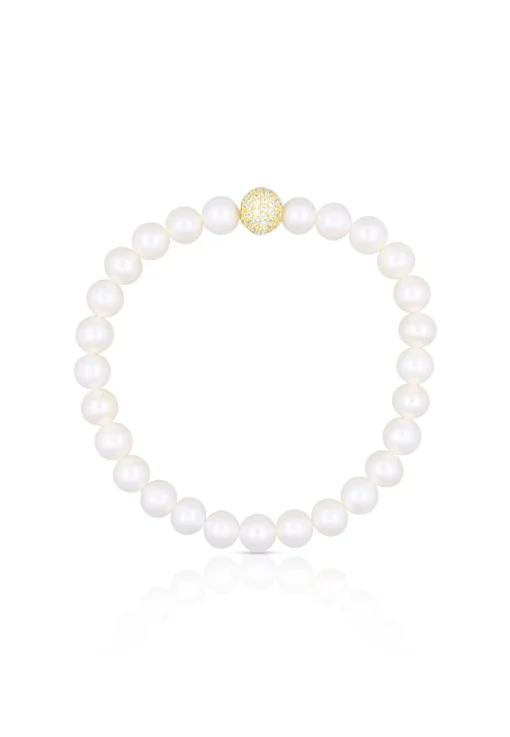 Armband Silber 925 Süsswasserperle 6.5-7mm Zirkonia
