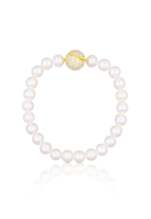 Armband Silber 925 Süsswasserperle 7-7.5mm Zirkonia