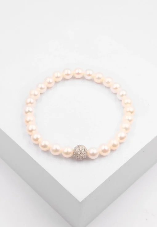Armband Silber 925 Süsswasserperle 6.5-7mm Zirkonia
