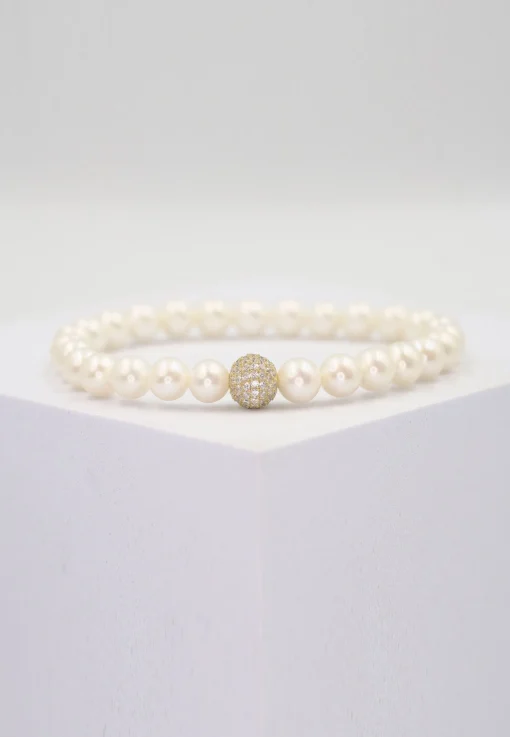 Armband Silber 925 Süsswasserperle 6.5-7mm Zirkonia