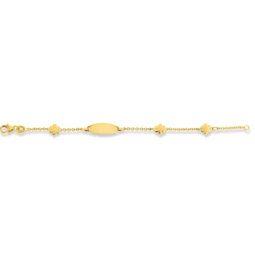 Bébé Bracelet Blume Rundanker Gelbgold 750, 14cm, Gravurplatte 1.7mm