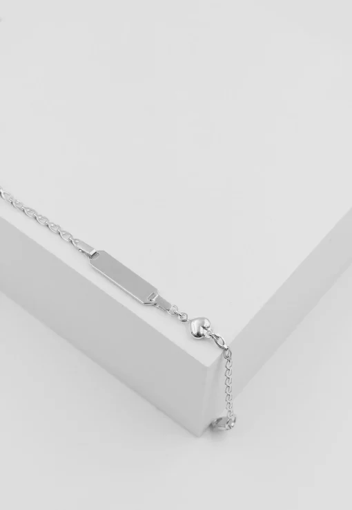 Bébé Bracelet Fantasie Herzli Weissgold 750, 14cm Gravurplatte 2cm