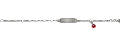Bébé Bracelet Figaro Weissgold 750, 14cm Gravurplatte 2cm Emaille-Käfer-Anhänger