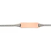 Bébé Bracelet Panzer Bicolor Rot-/Weissgold 750, 14cm Gravurplatte 2cm Engeli 6mm