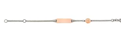 Bébé Bracelet Panzer Bicolor Rot-/Weissgold 750, 14cm Gravurplatte 2cm Engeli 6mm