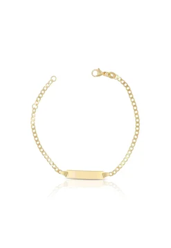 Bébé Bracelet Panzer Gelbgold 375, 14cm Gravurplatte 2.4cm