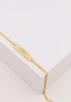 Bébé Bracelet Panzer Gelbgold 375, 16cm Gravurplatte 2.1cm