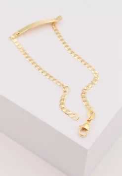 Bébé Bracelet Panzer Gelbgold 375, 14cm Gravurplatte 2.4cm
