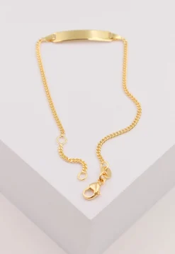 Bébé Bracelet Panzer Gelbgold 750, 14cm Gravurplatte 1.7cm